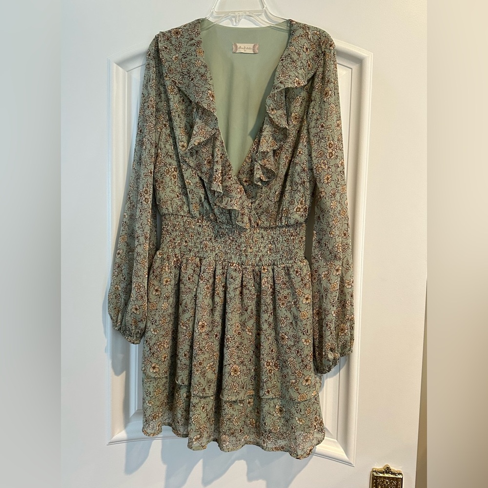 Altar’d State Ruffle Long Sleeve Dress Size Medium